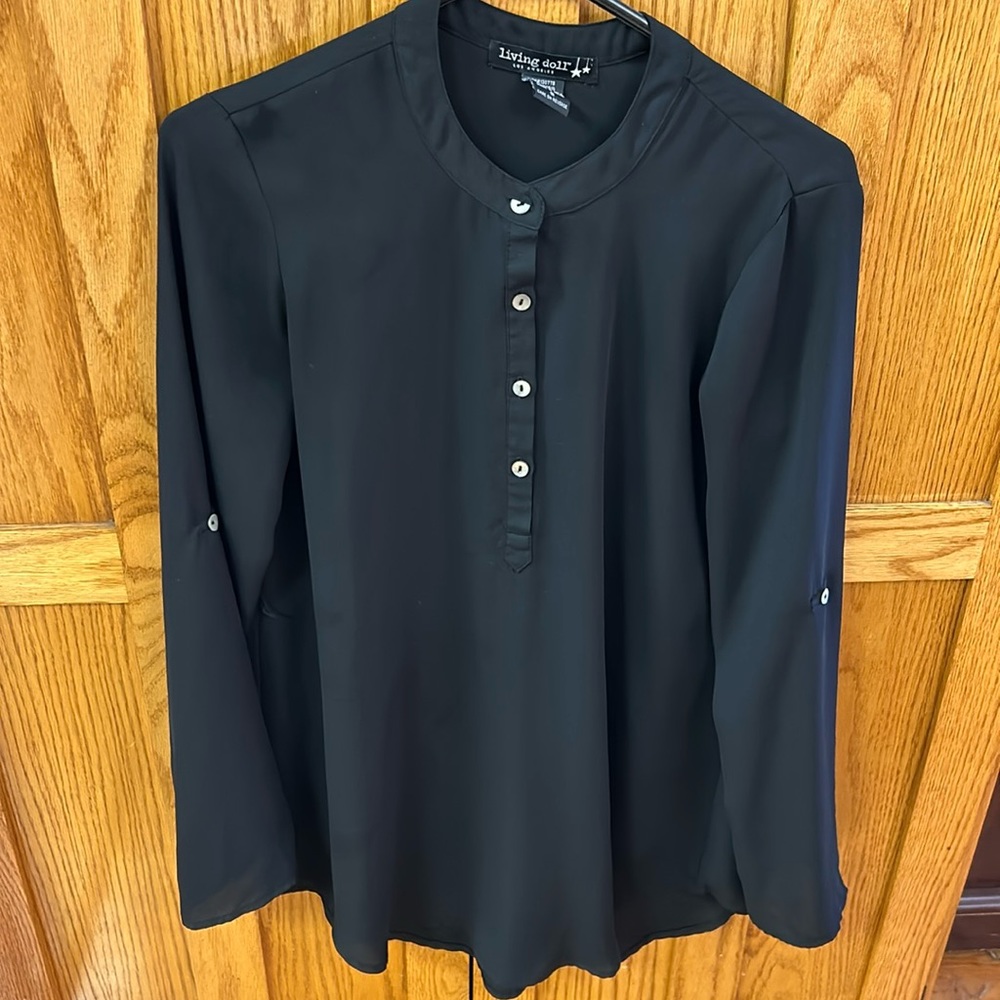 Brand new small Living Doll black long sleeve blouse